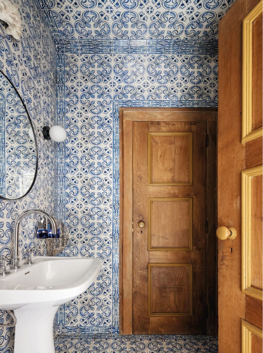 blue tiled bathroom manor house portugal nordroom