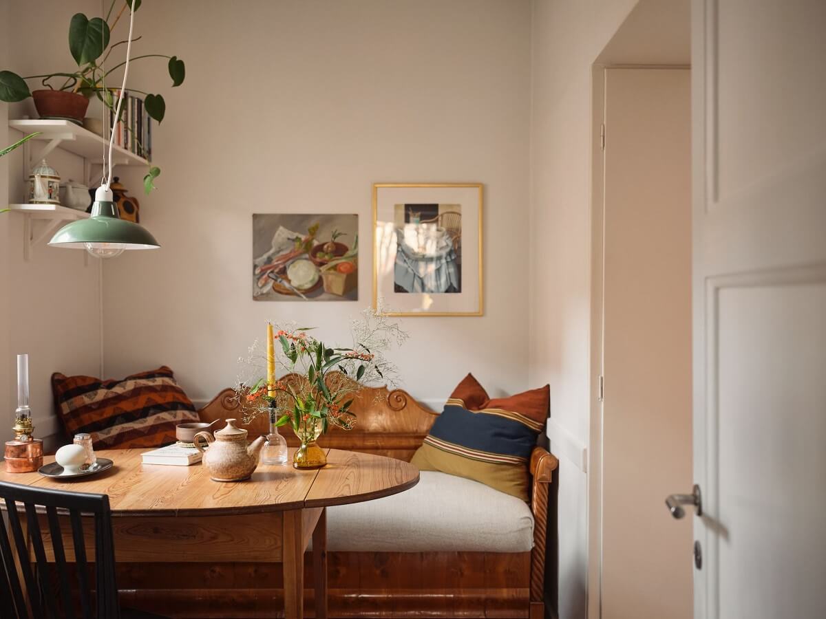 dining area with wooden bench