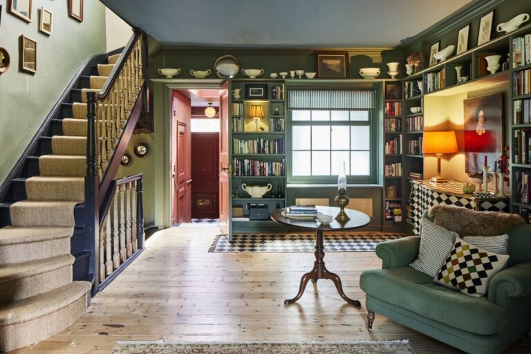 home library green walls