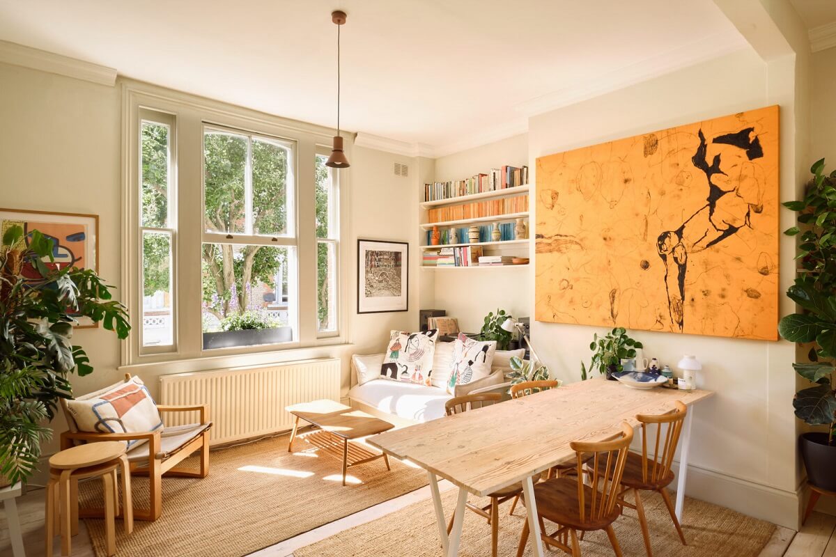 A Light London Apartment with a Yellow Kitchen