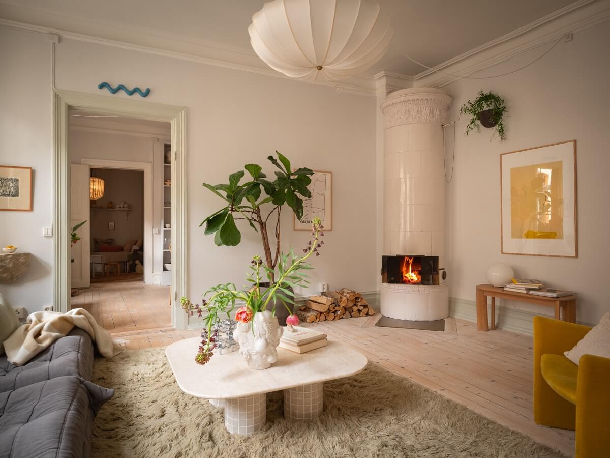 living room with fireplace