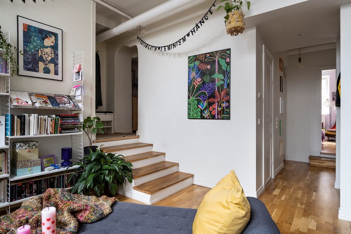 loft style split level living space