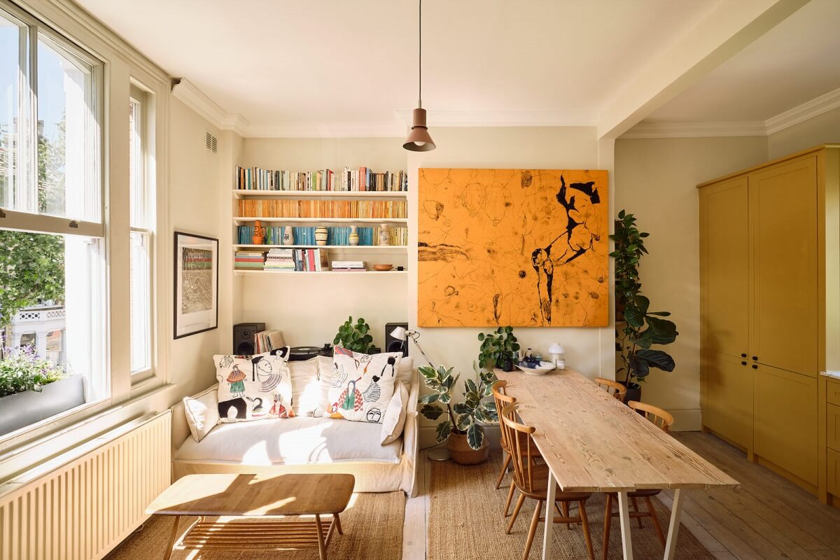 open plan living room and kitchen