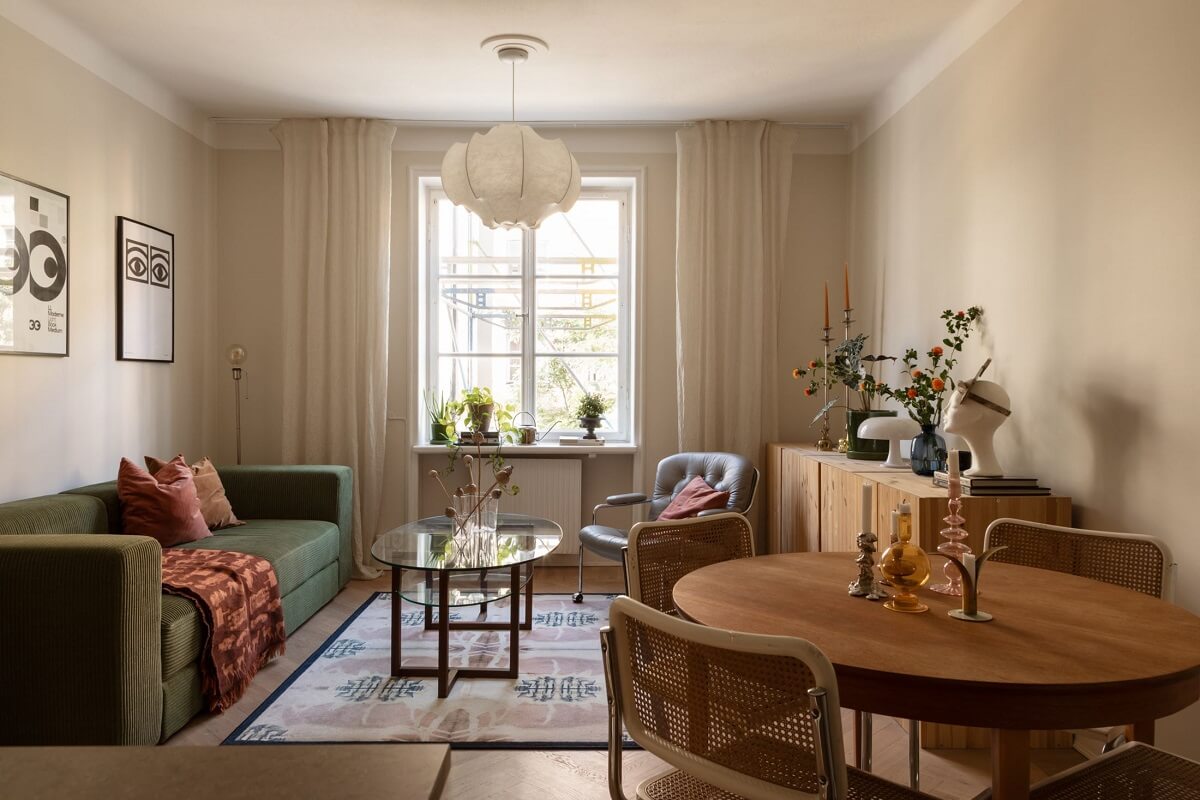 A Renovated Swedish Apartment with a Pink Bathroom