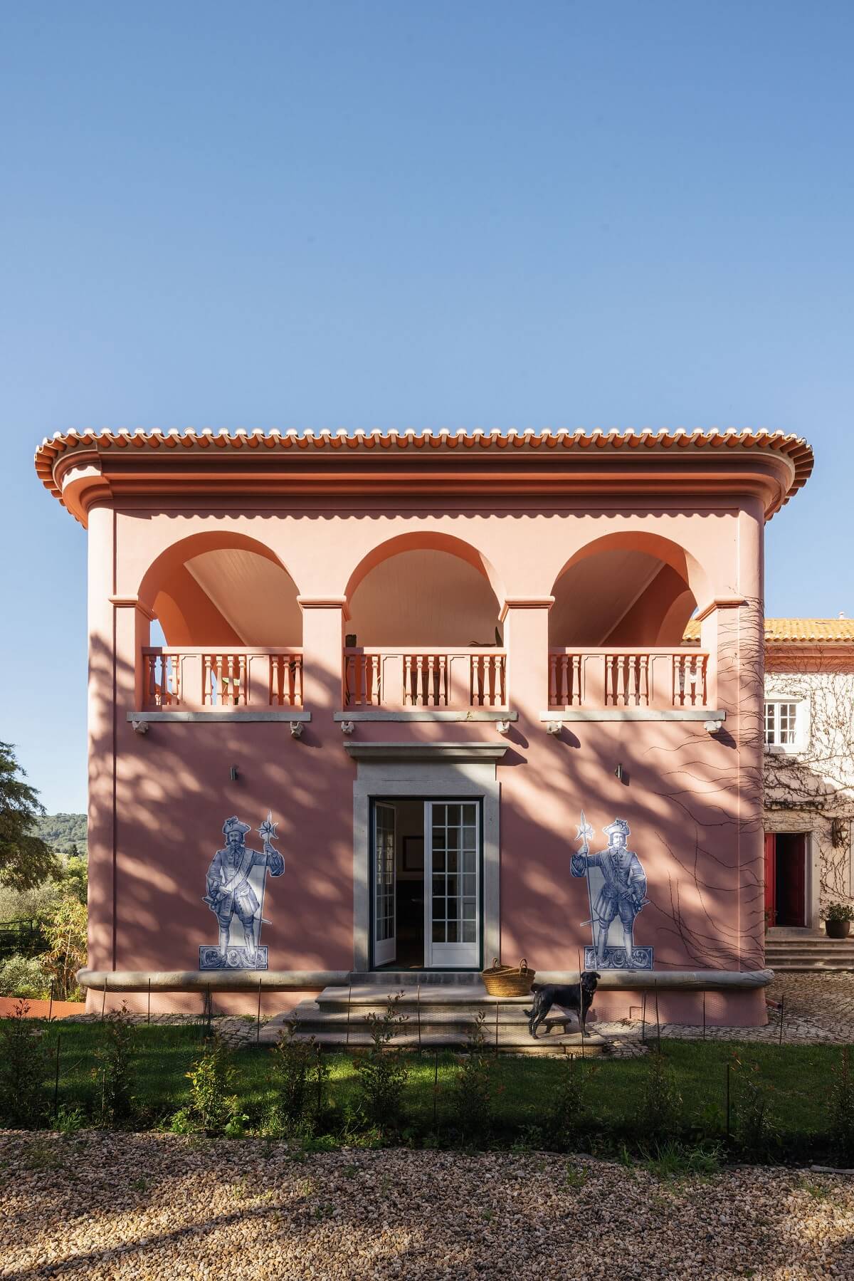 pink manor house portugal with covered terraces nordroom