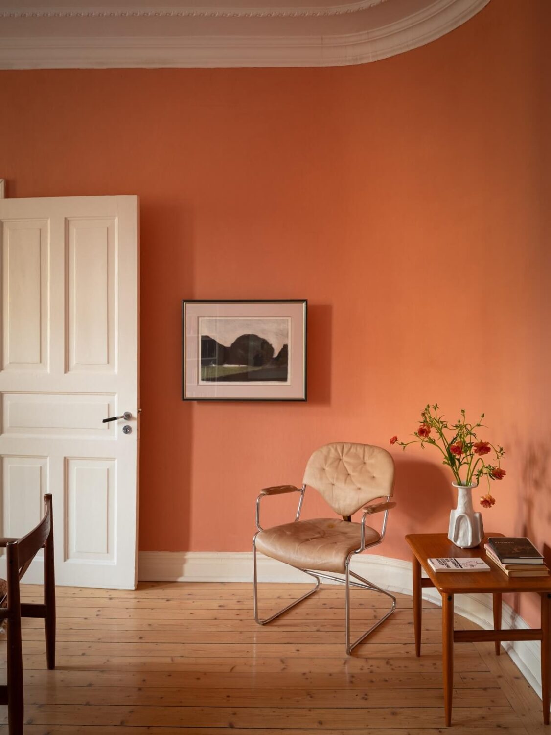 warm paint color and rounded wall