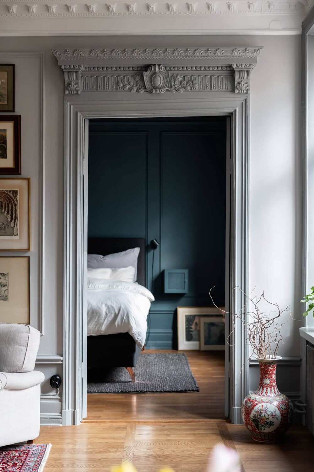 dark blue living room