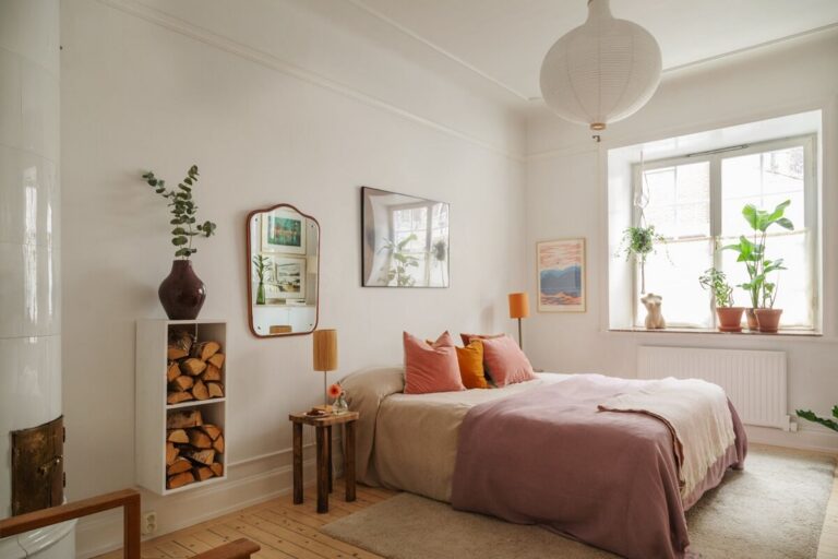 Period Details and Light Rooms in a Scandinavian Apartment - The Nordroom - Light Scandinavian Penthouse Bedroom Design