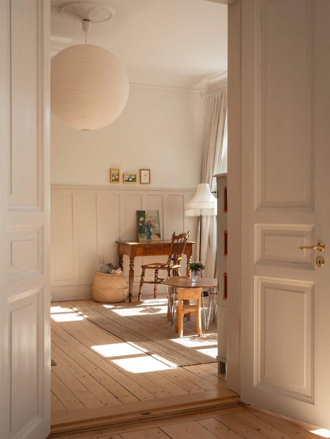 Light-Filled Rooms in a Historic Gothenburg Apartment 8 double doors to kids bedroom