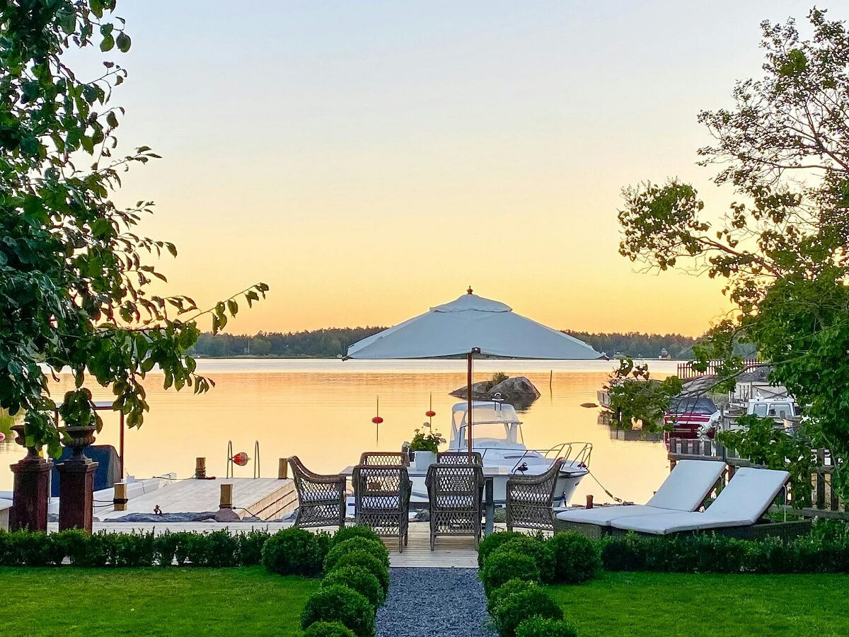 garden lake view luxurious summer house sweden nordroom