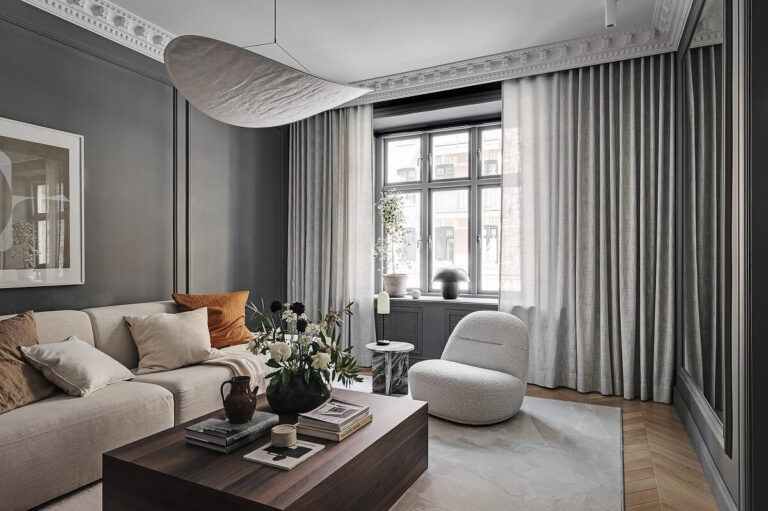 Stunning Dark Gray Walls Luxury Apartment Interior image