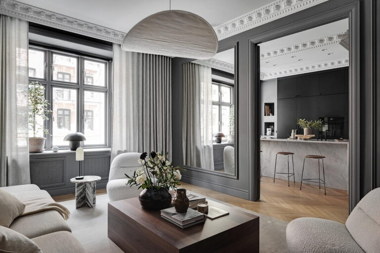 A Luxurious Renovated Apartment with Dark Gray Walls - The Nordroom
