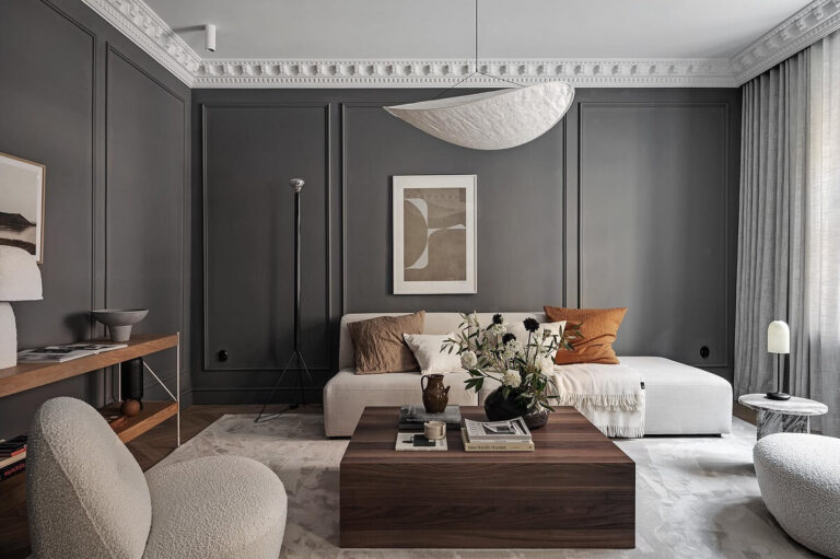 A Luxurious Renovated Apartment with Dark Gray Walls - The Nordroom - Dark Gray Walls Luxury Apartment Interior