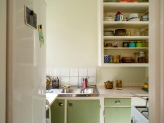 A Studio Apartment with Vintage Green Cabinets - The Nordroom