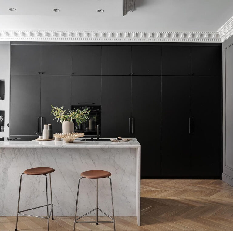 A Luxurious Renovated Apartment with Dark Gray Walls - The Nordroom - Dark Gray Walls Luxury Apartment Interior