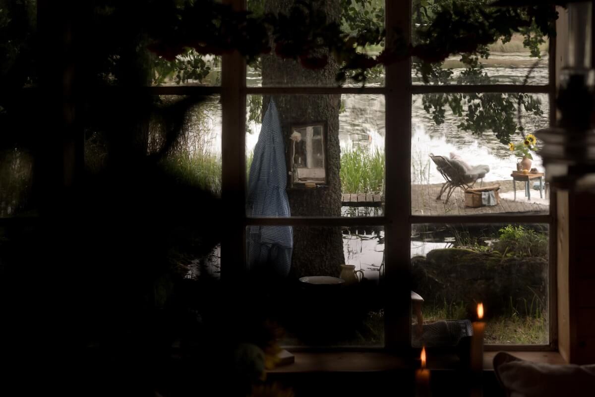 view from window traditional wooden summer cottage sweden nordroom