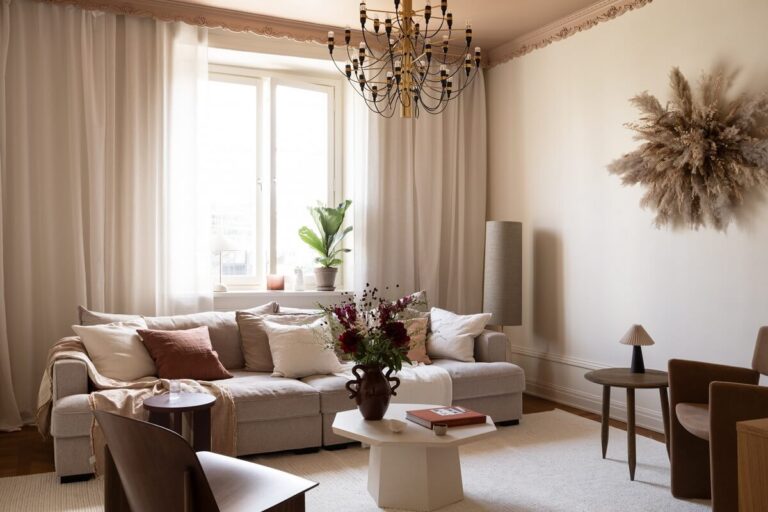 Image showcasing Warm Colors and Painted Ceilings in a Swedish Apartment - The Nordroom