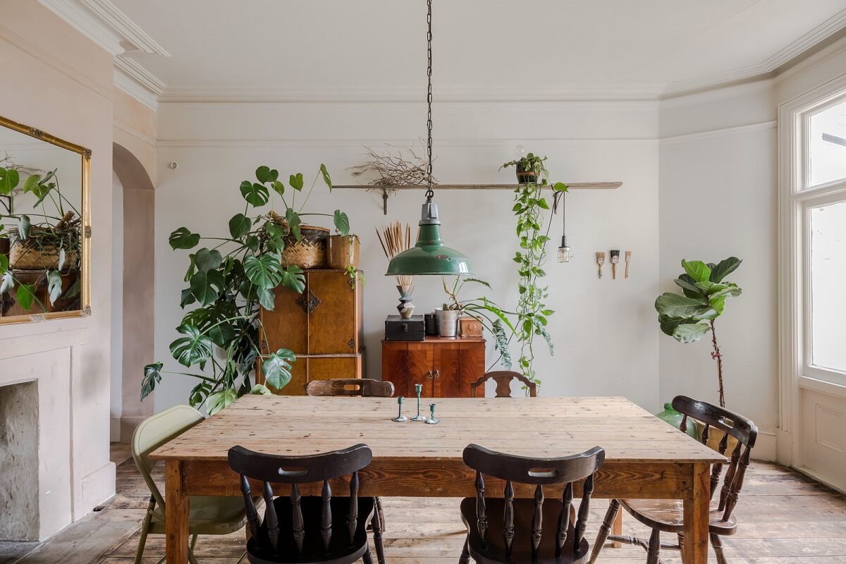dining room with plants