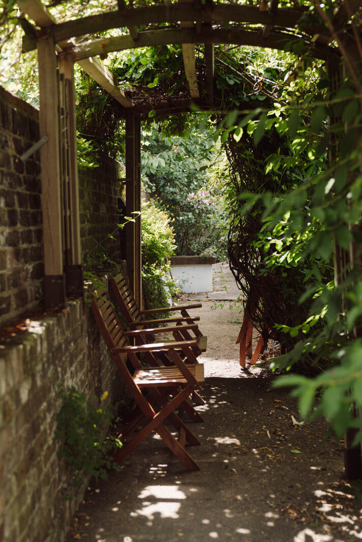 garden seating 3 A Moody Color Palette and Eclectic Interiors in a London Apartment