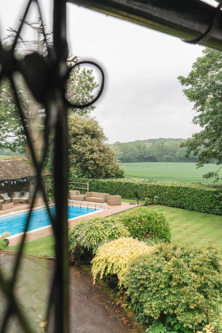 garden with swimming pool