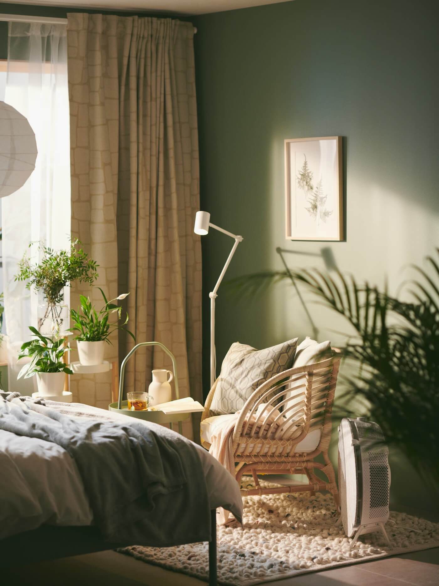A Sage Green IKEA Bedroom with A Walk-In Closet - The Nordroom