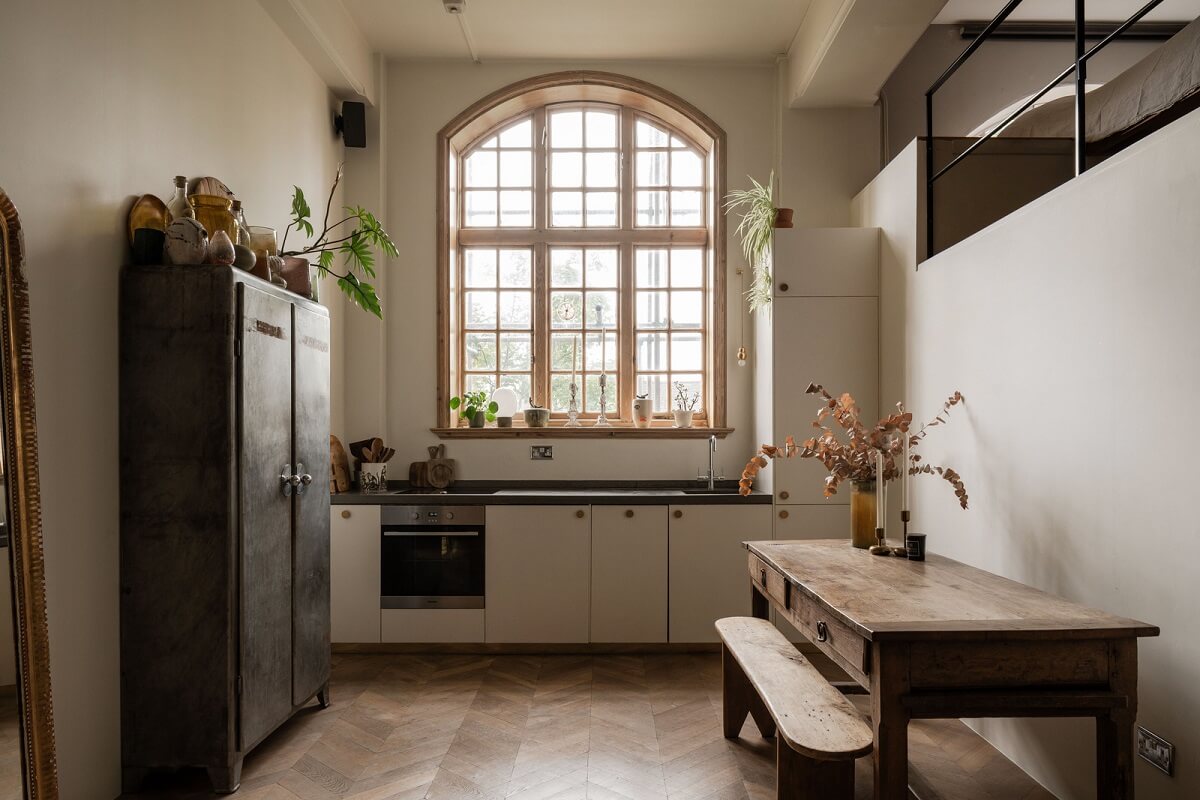 kitchen with arched window loft apartment nordroom