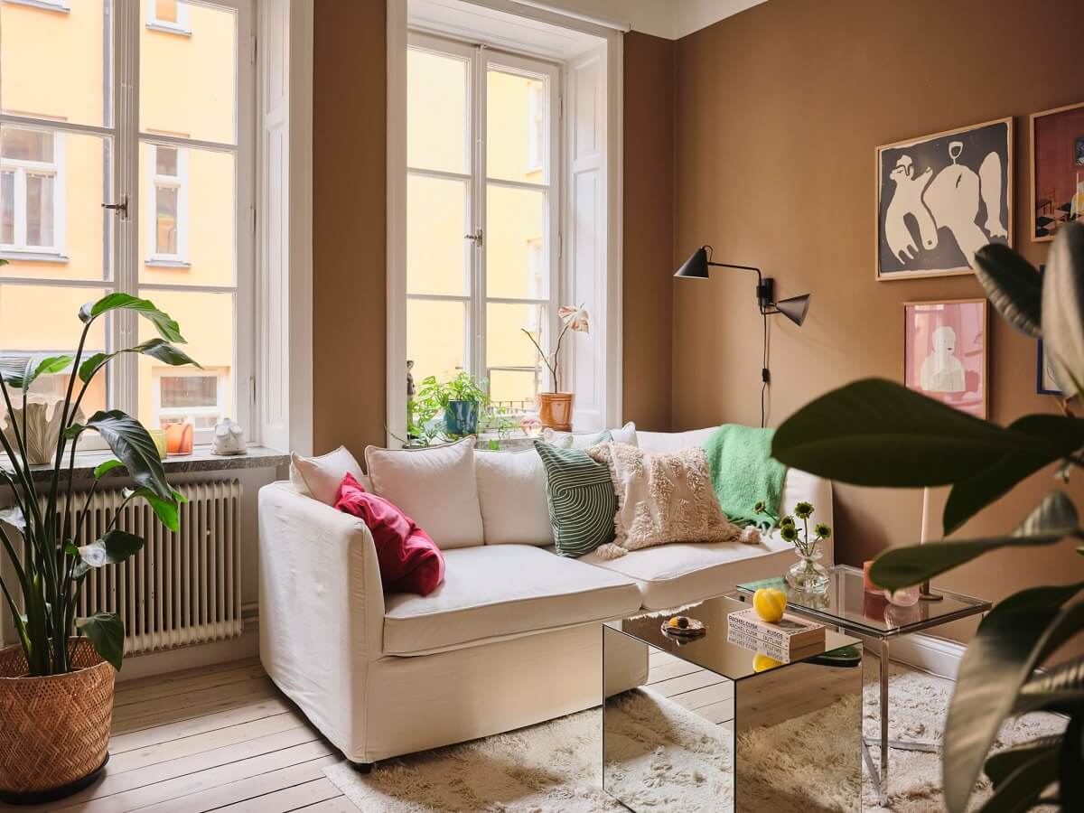 brown living room scandi apartment nordroom