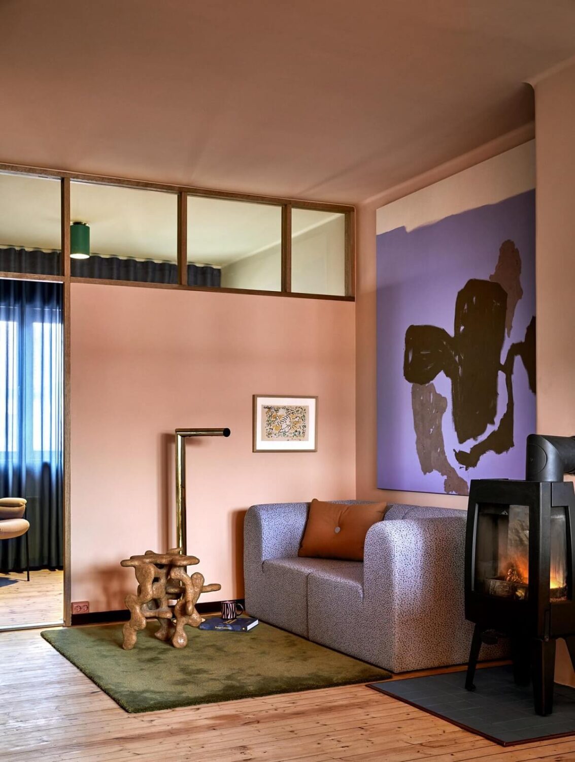 color drenched pink living room nordroom