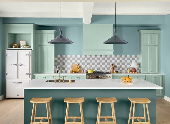 hgtv home color trends 2025 blue kitchen nordroom HGTV Home by Sherwin-Williams Color of the Year 2025: Quietude