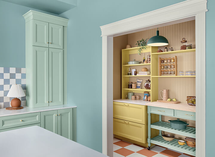hgtv home color trends 2025 yellow pantry nordroom HGTV Home by Sherwin-Williams Color of the Year 2025: Quietude