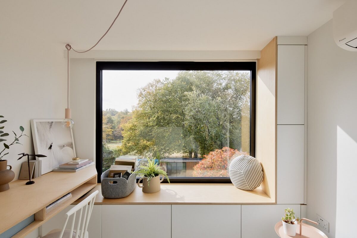 home office with built in storage