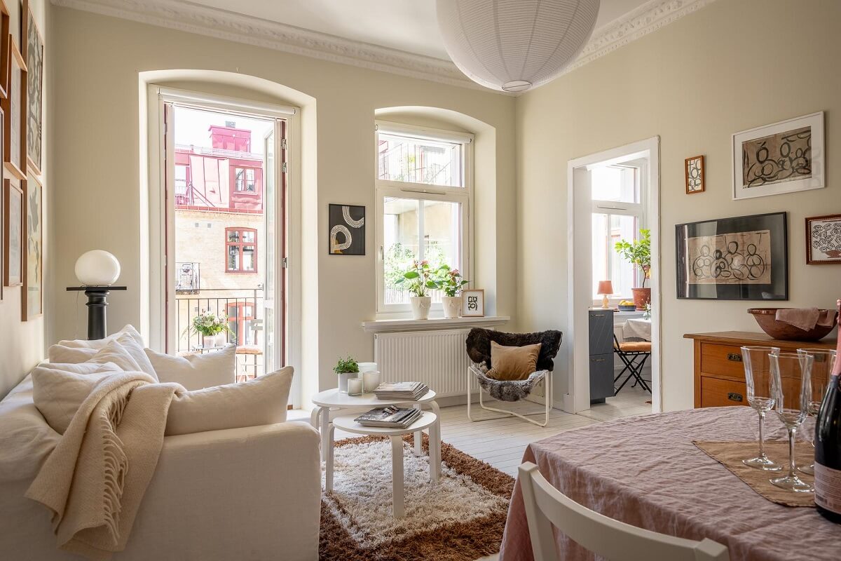 living room beige walls nordroom