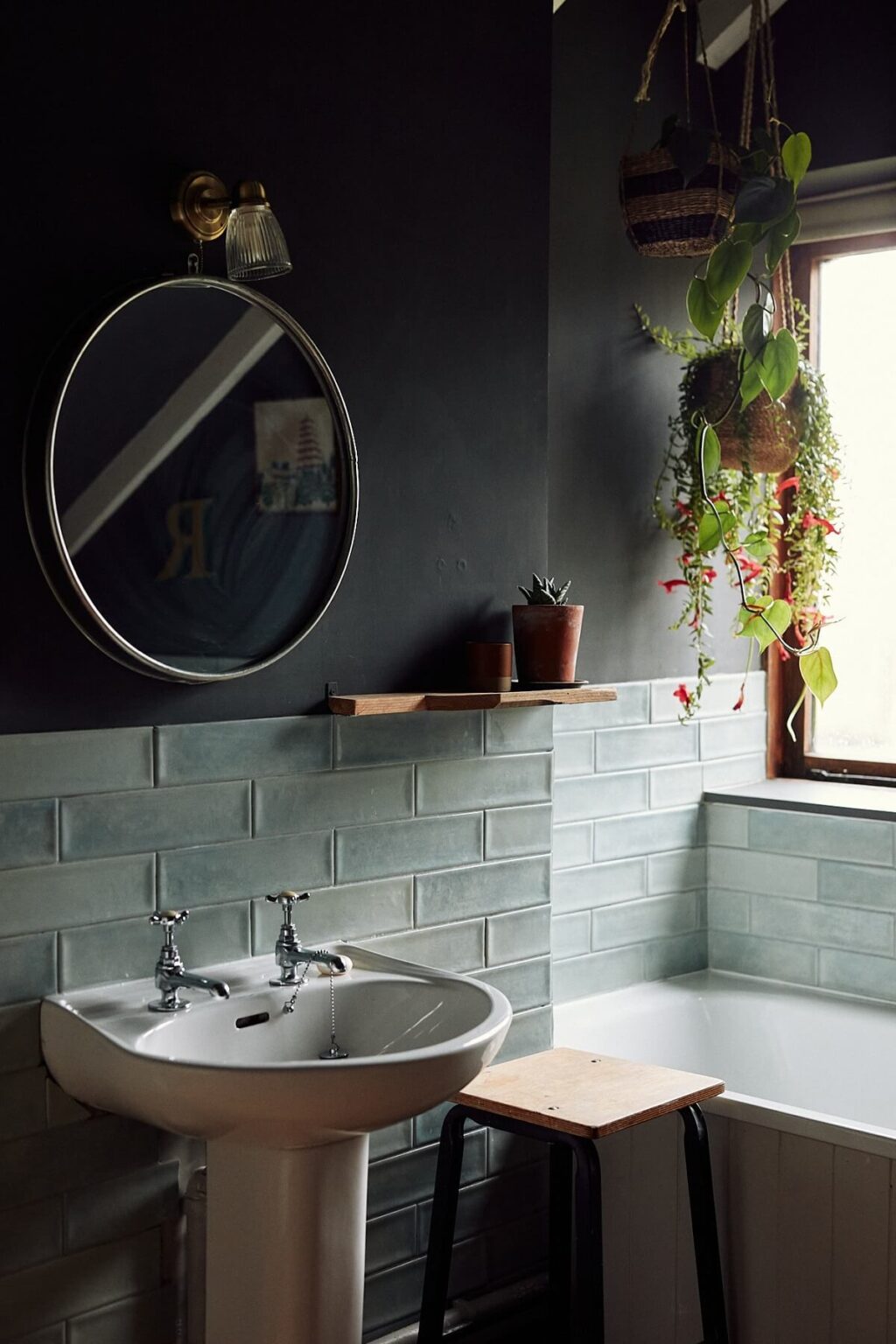 Moody, not Gloomy! Beautiful Dark Small Bathrooms - The Nordroom