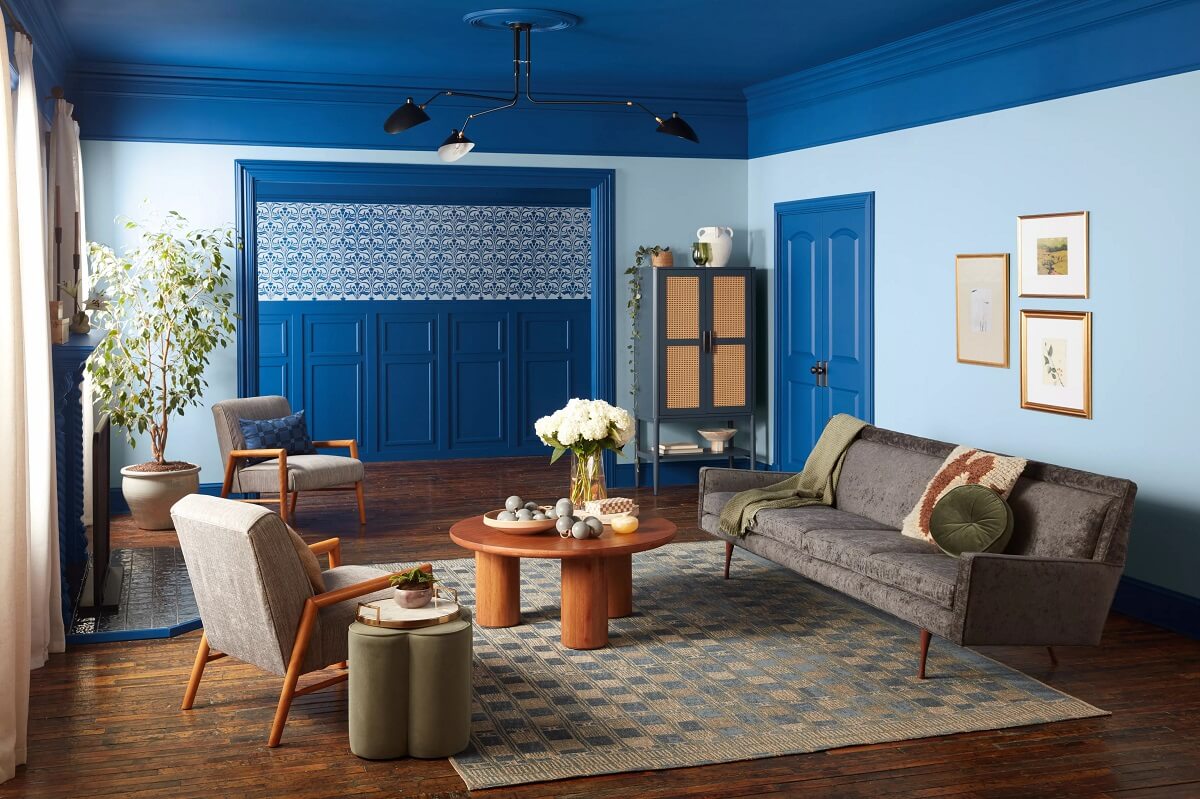 Valspar Color of the Year 2025: Encore 1 valspar color of the year encore living room painted ceiling nordroom
