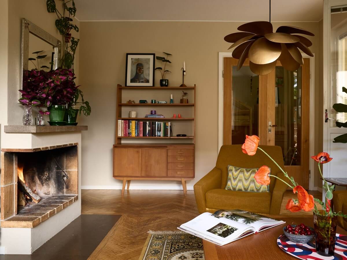 vintage living room with brick fireplace nordroom