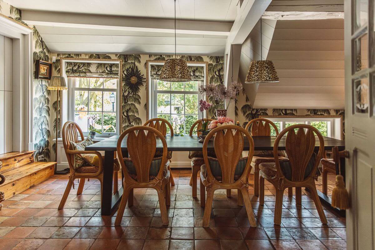 dining room terracotta floor wallpaper