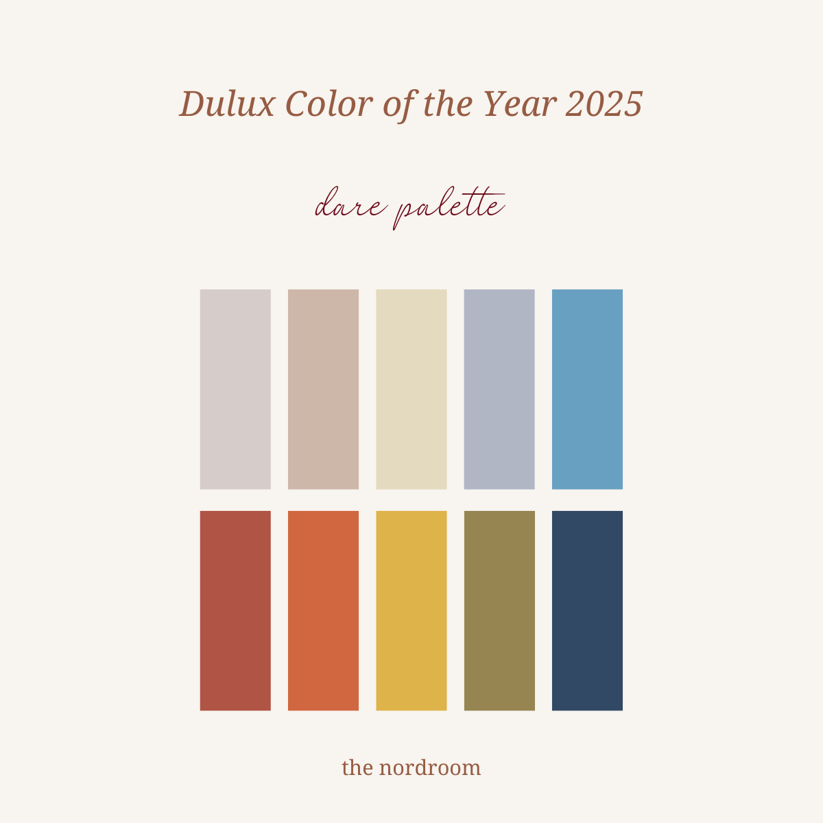 dulux colour of the year 2025 dare palette nordroom