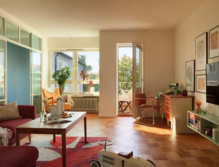 Illustration of Mid-Century Modern Swedish Penthouse Apartment Interior Design