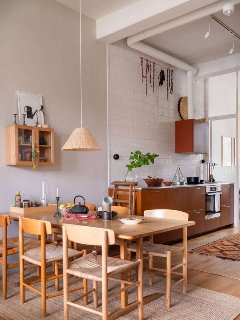 A Scandinavian Family Apartment with a Rusty Red Kitchen - The Nordroom