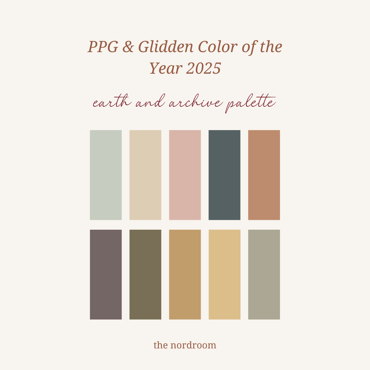 ppg glidden color of the year 2025 earth and archive palette nordroom