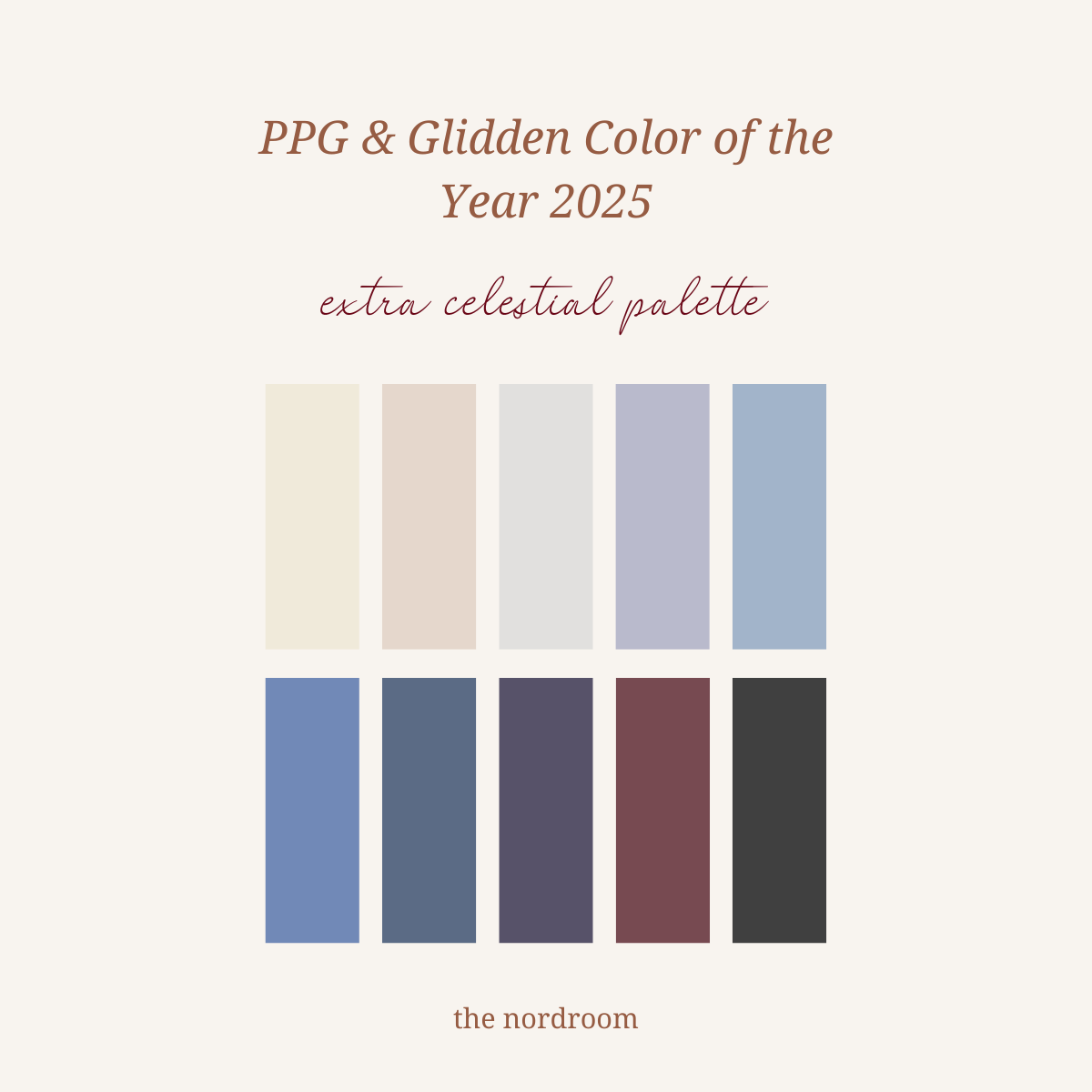 ppg glidden color of the year 2025 extra celestial palette nordroom