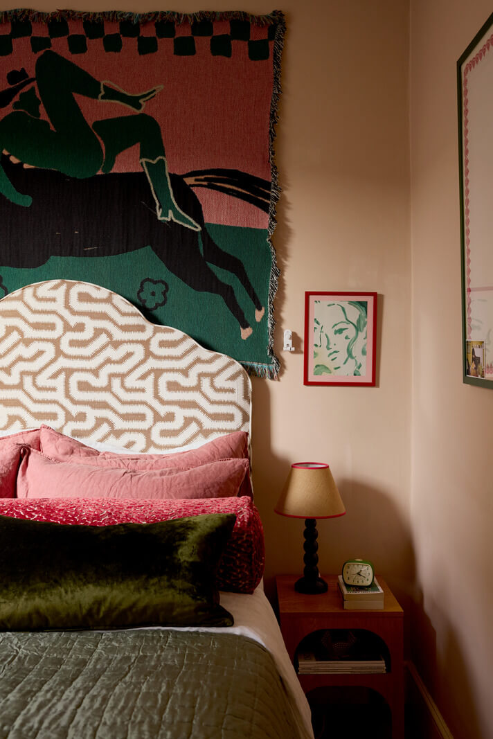 bedroom setting plaster farrow and ball walls graphic headboard