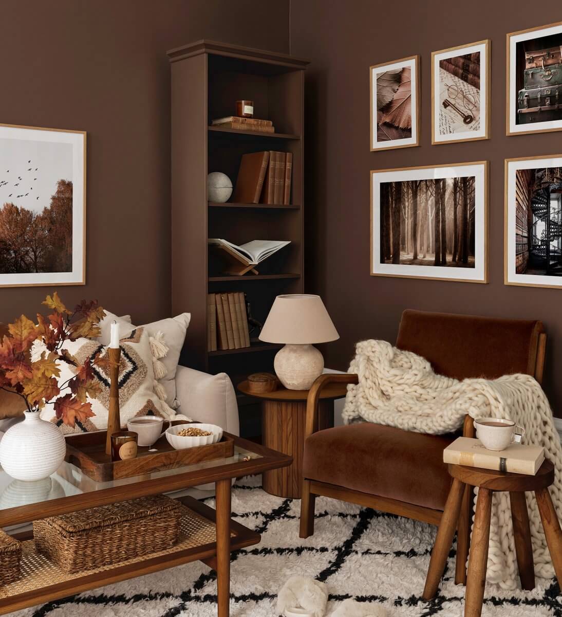 brown-living-room-gallery-wall-color trends 2025 nordroom