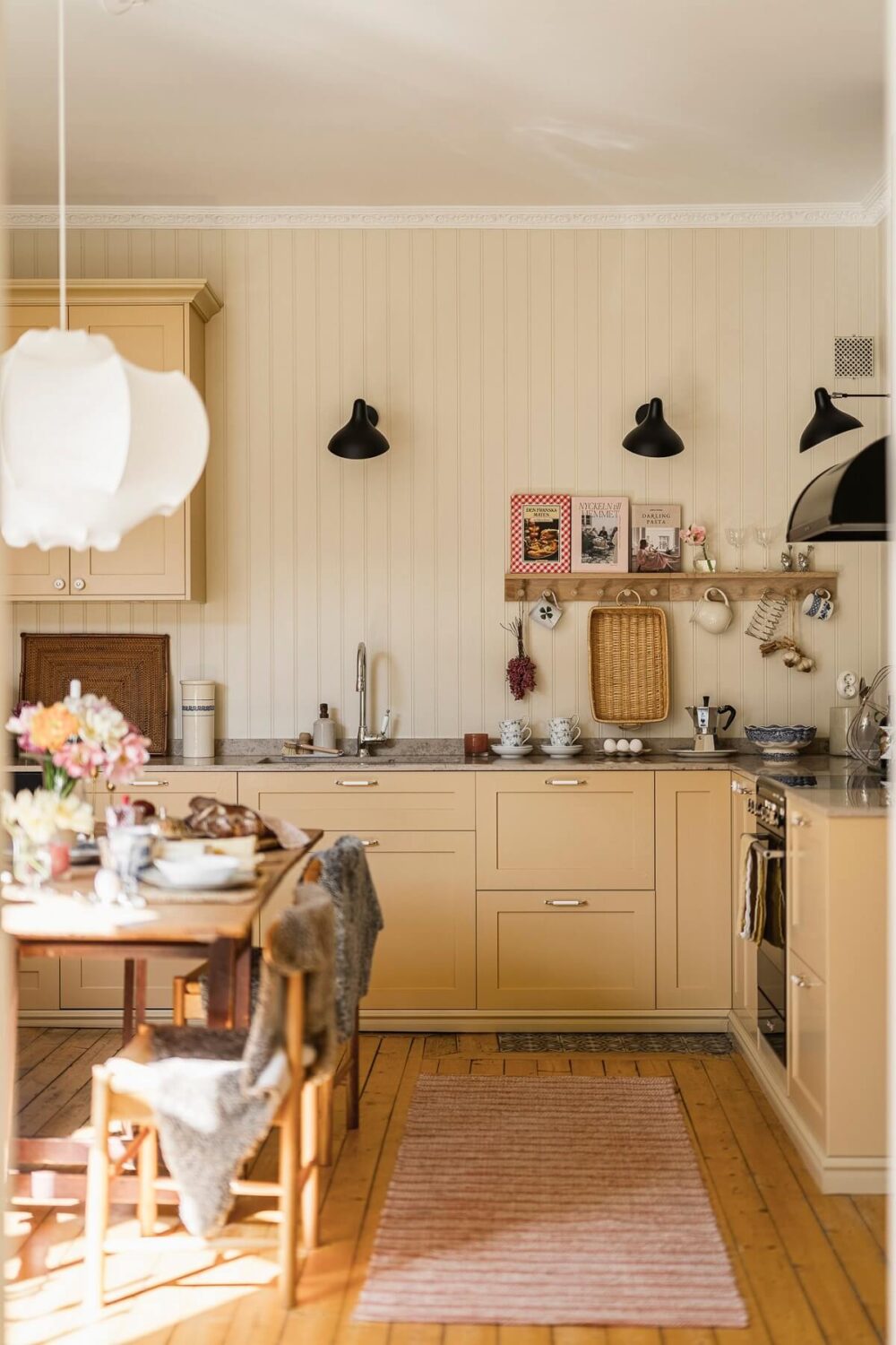 butter yellow kitchen cabinets wooden walls painted in sans by jotun nordroom