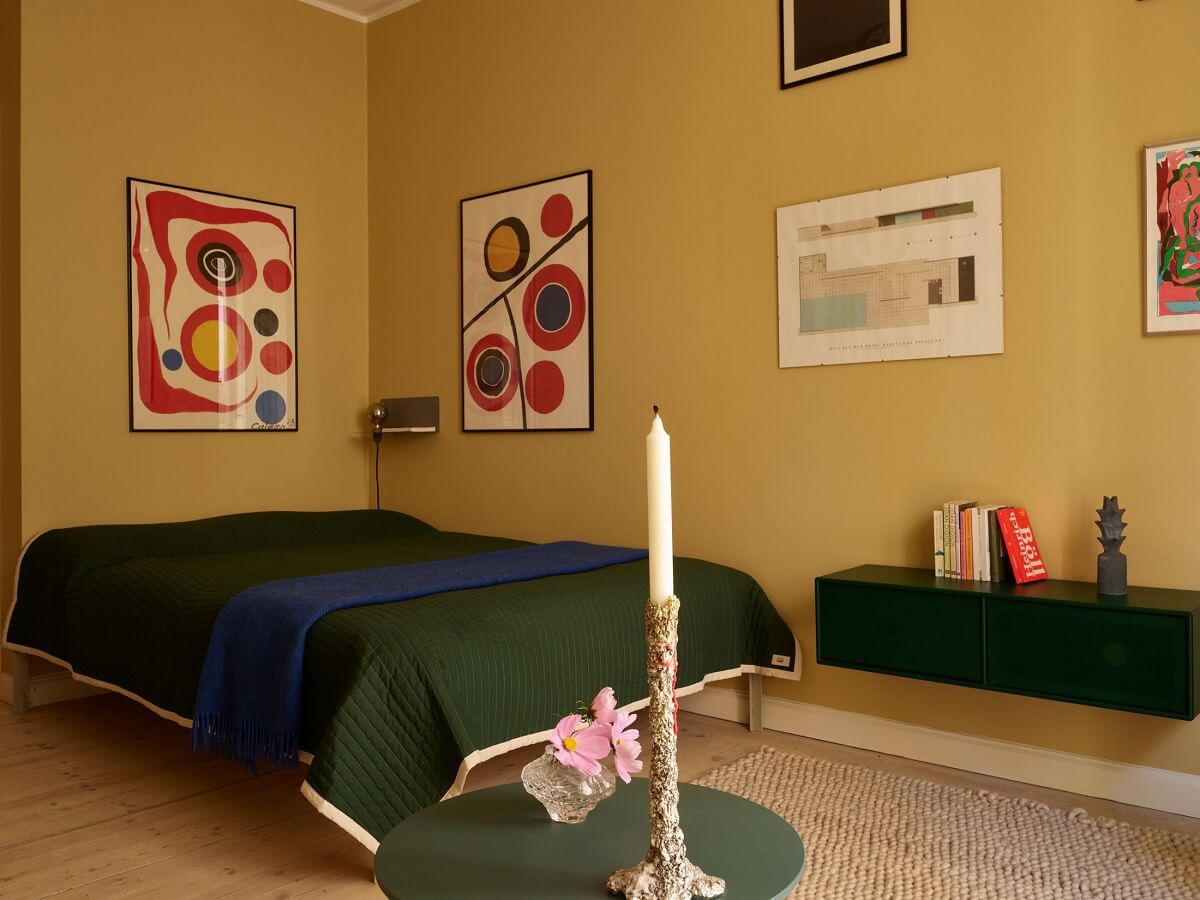 green and ochre yellow studio