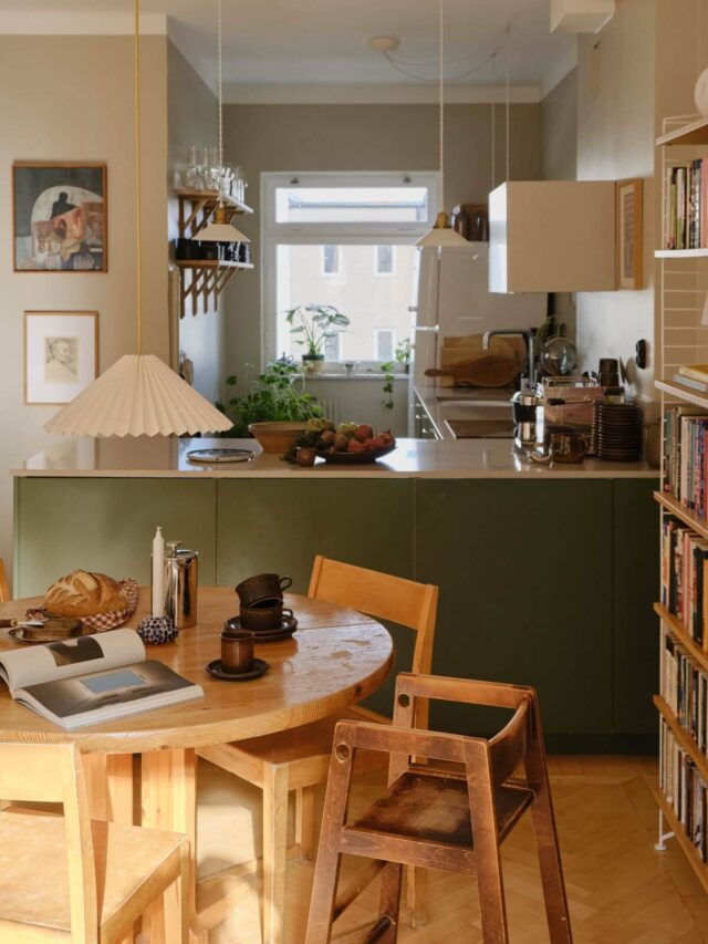 Image showcasing A Beautiful Calm and Natural Apartment with a Green Kitchen - The Nordroom