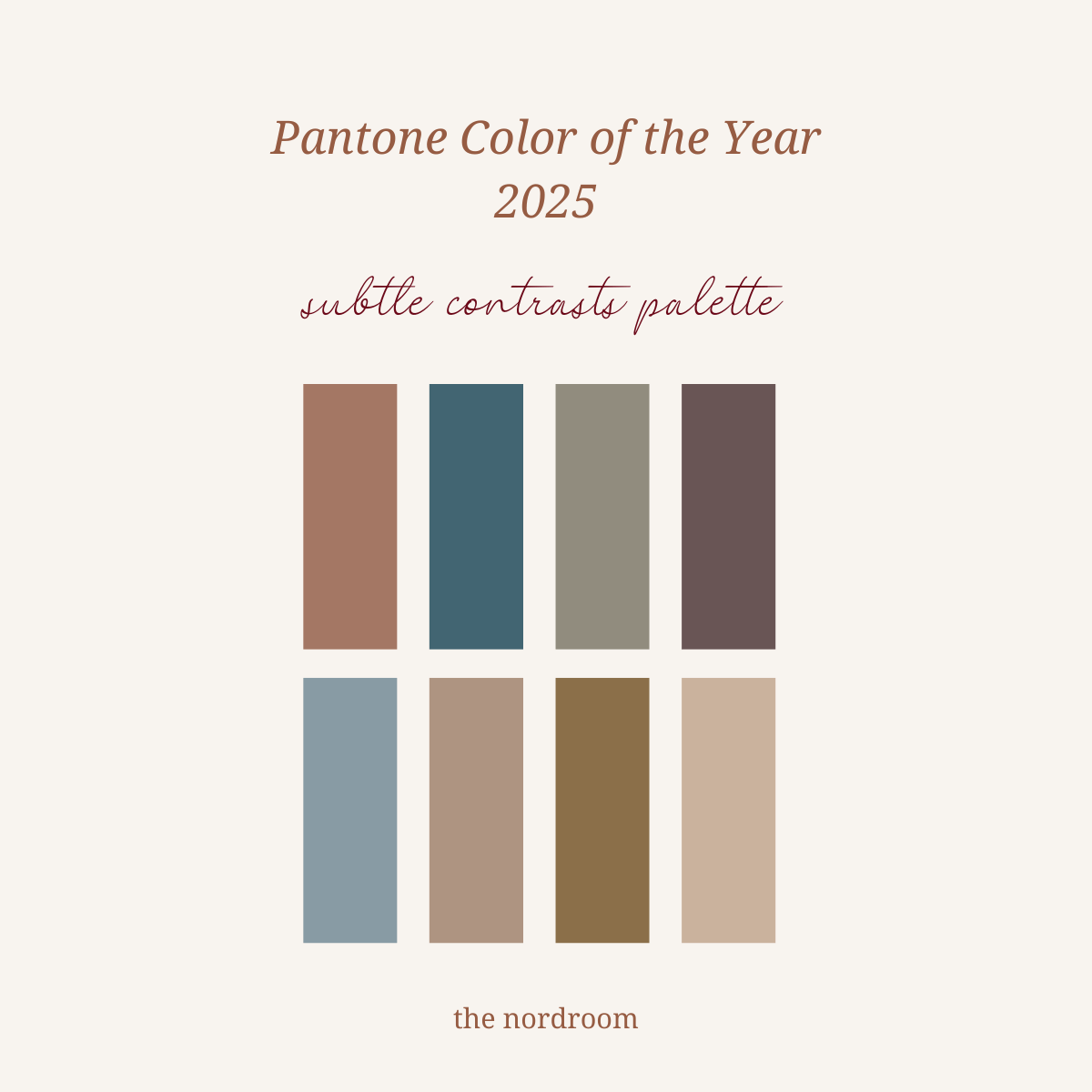 pantone suble constrasts color palette nordroom The Color Trends for 2025: Warm, Natural Shades and a Cheerful Accent