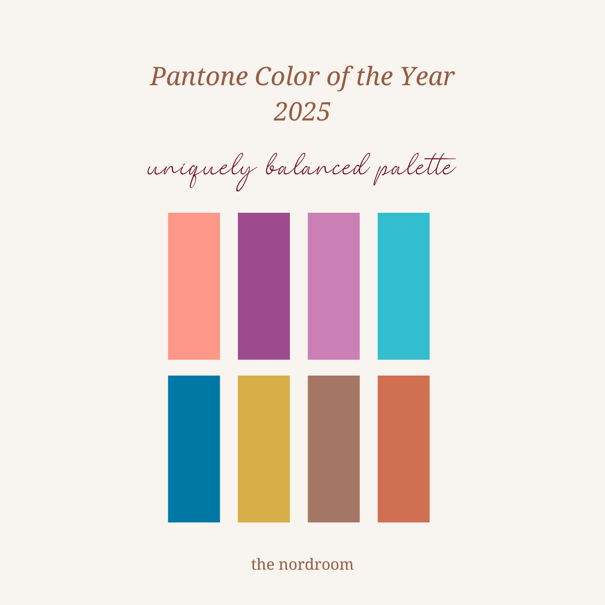 pantone uniquely balanced color palette nordroom The Color Trends for 2025: Warm, Natural Shades and a Cheerful Accent