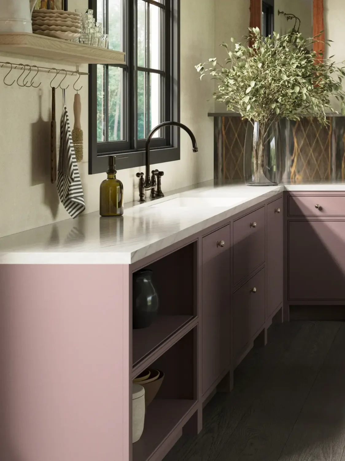 purple kitchen isla porter benjamin moore cinnamon slate nordroom