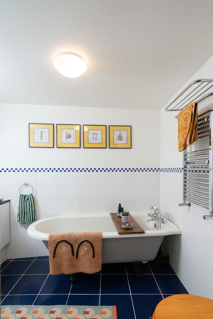 bathroom blue floor tiles